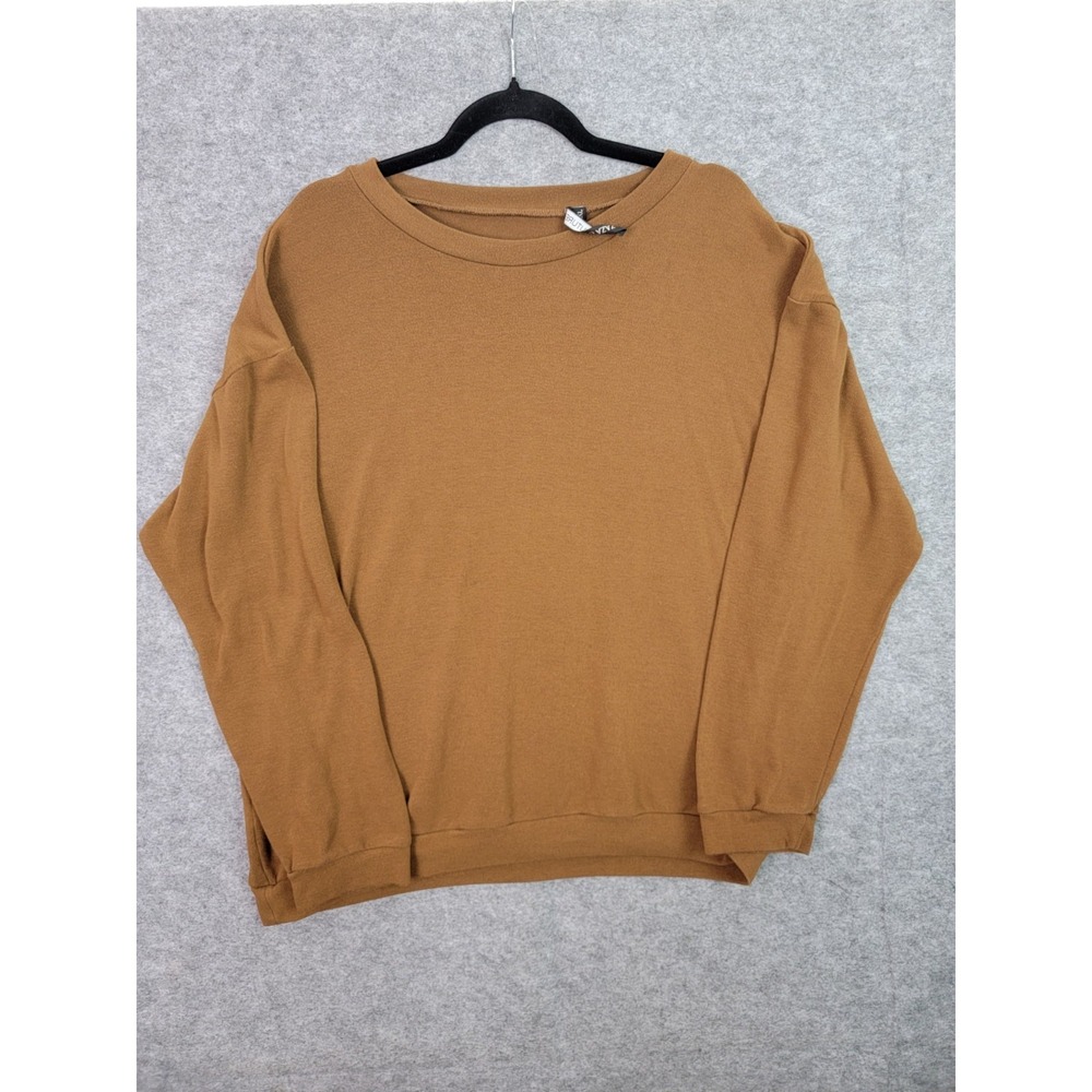 ZAZA COUTURE Sweater Womens 2XL Brown Round Neck Oversize Preppy Pullover